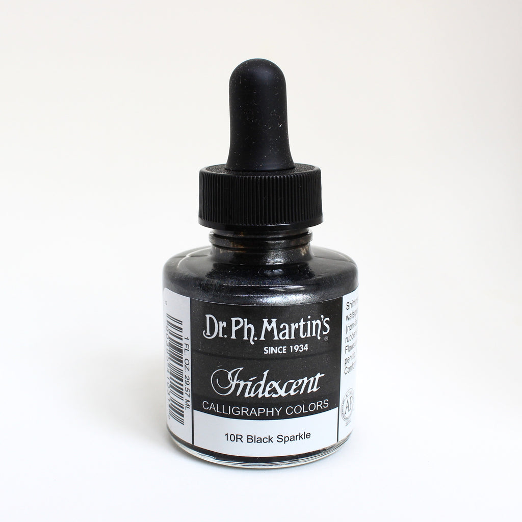 Dr. Martin's Iridescent Calligraphy Ink in Black Sparkle 30ml jar